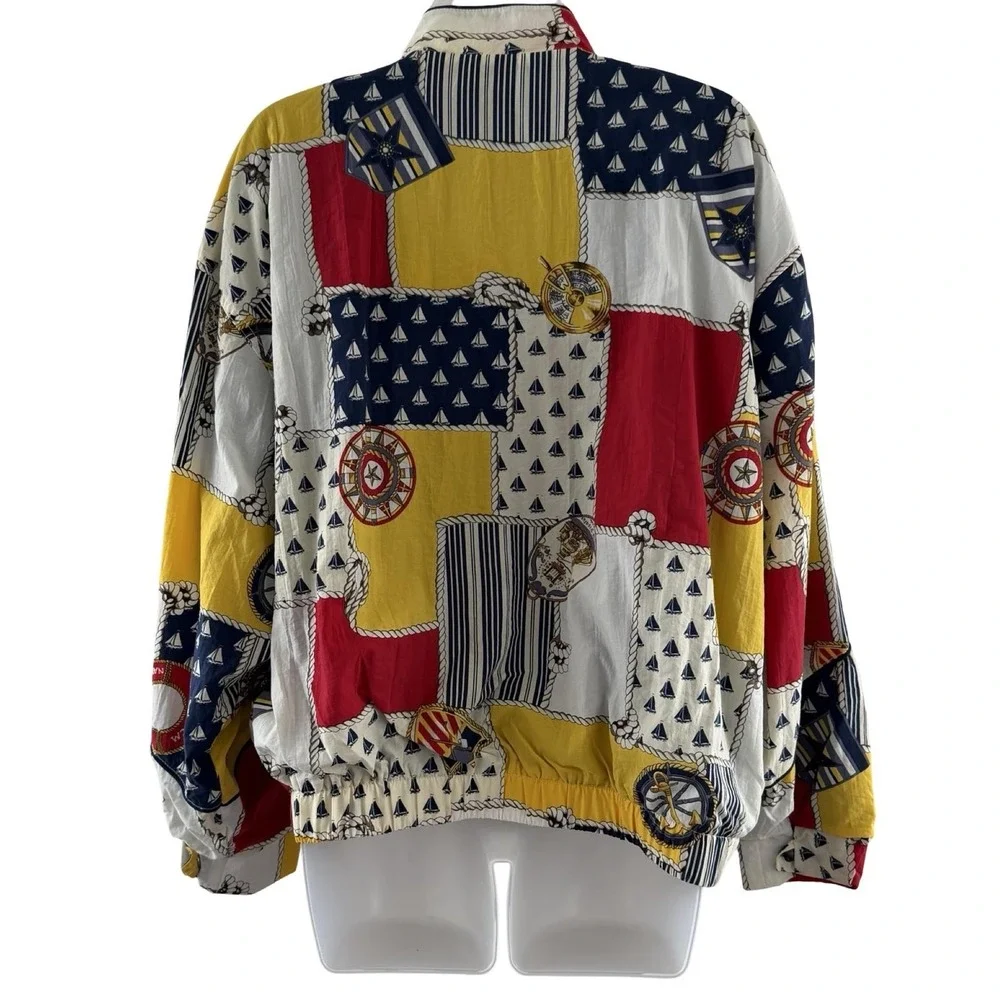 Vintage Liz Sport Jacket Womens XL Nautical Sailboat Windbreaker 80s Yacht Club - Picture 9 of 16